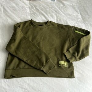Adidas army green cropped sweatshirt